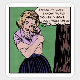 Comic Woman Knows She's Cute Sticker